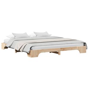 vidaXL Ramka ł&oacute;żka Naturalny 200 x 200 cm Lite drewno sosnowe
