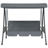 vidaXL Huśtawka ogrodowa z regulowanym baldachimem, ciemnoszara, stal