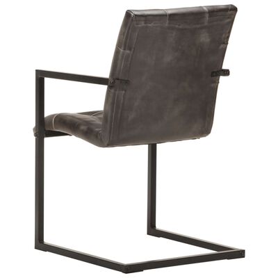 vidaXL Krzesła stołowe, wspornikowe, 2 szt., postarzany szary, skóra