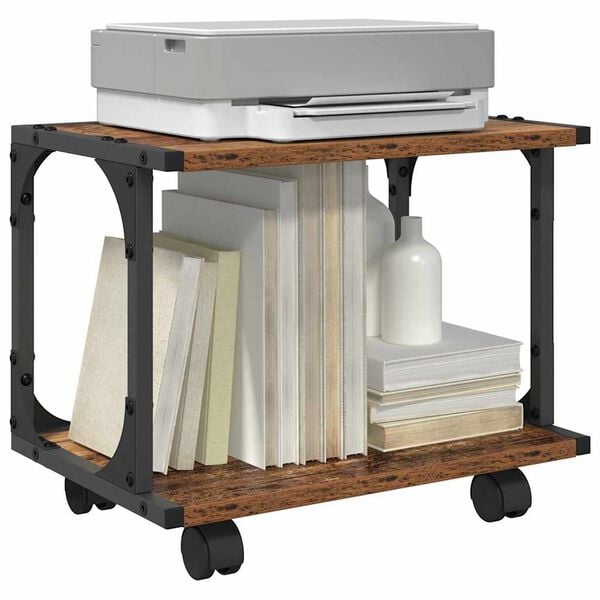 vidaXL Stojak na drukarkę Stare drewno 41 x 28 x 33.5 cm