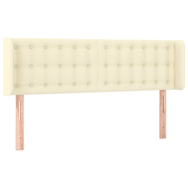 vidaXL Zagł&oacute;wek do ł&oacute;żka z LED, kremowy, 147x16x78/88cm sztuczna sk&oacute;ra