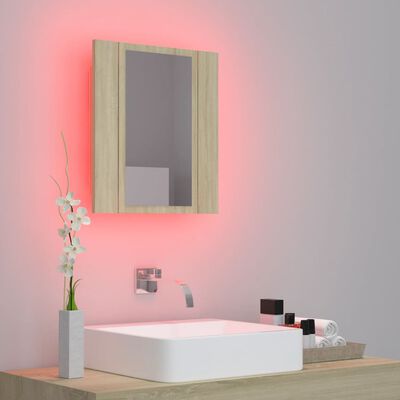 vidaXL Szafka łazienkowa z lustrem i LED, dąb sonoma, 40x12x45 cm