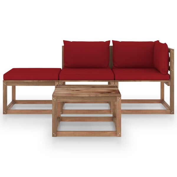 vidaXL 4-cz. zestaw wypoczynkowy z palet, z poduszkami, drewno sosnowe