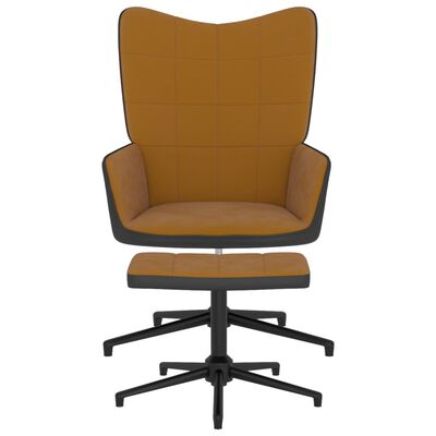 vidaXL Fotel z podnóżkiem, brązowy, aksamit i PVC
