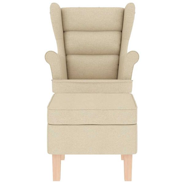 vidaXL Fotel bujany z podn&oacute;żkiem, kremowy, obity tkaniną