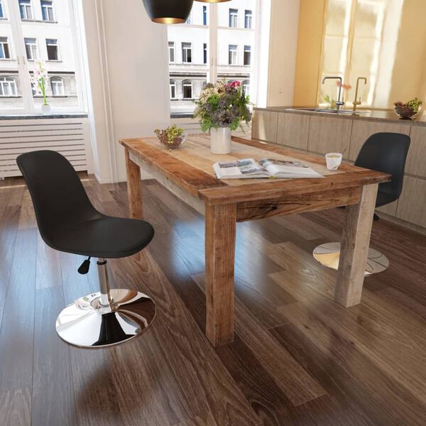 vidaXL Obrotowe krzesła stołowe, 2 szt., czarne, sztuczna sk&oacute;ra