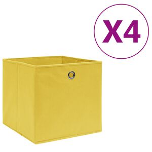 vidaXL Pudełka z wł&oacute;kniny, 4 szt. 28x28x28 cm, ż&oacute;łte