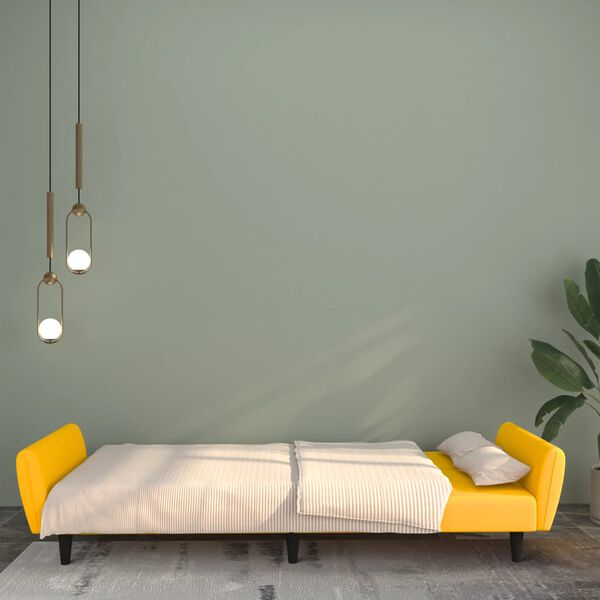 vidaXL 2-osobowa kanapa, ż&oacute;łta, tapicerowana aksamitem