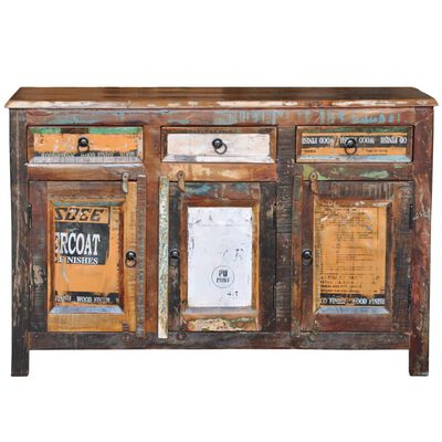 vidaXL Kredens vintage z drewna odzyskanego z 3 szufladami, 3-drzwiowy