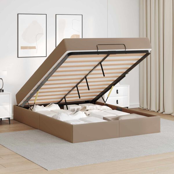 vidaXL Rama ł&oacute;żka z materacem z materacem 2 pcs Brązowy PVC