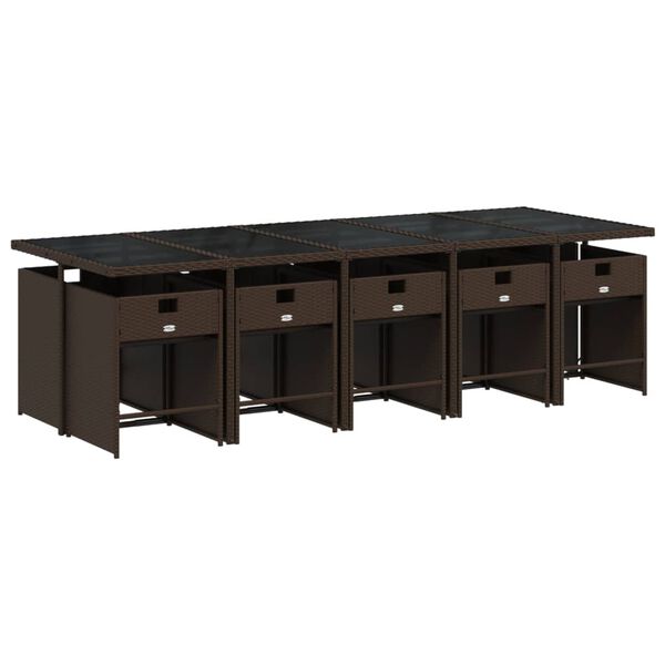 vidaXL 11-cz. zestaw mebli ogrodowych, poduszki, brązowy, rattan PE