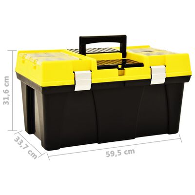 vidaXL Skrzynka narzędziowa, plastikowa, 595x337x316 mm, żółta
