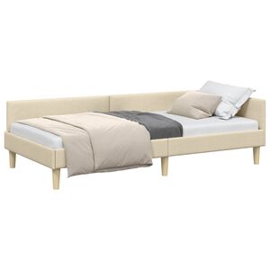 vidaXL Rama ł&oacute;żka narożnego Kremowy 90 x 190 cm tkanina