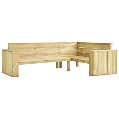 vidaXL Ogrodowa ławka narożna z poduszkami, 239 cm, drewno sosnowe