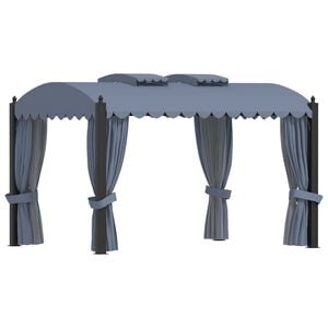vidaXL Altana ogrodowa z zasłonami, 3 x 4 m, antracytowa, aluminium