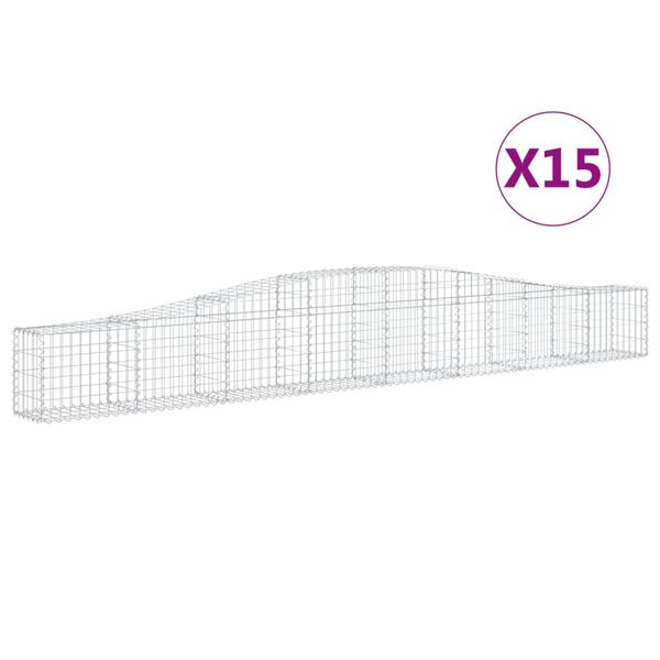 vidaXL Kosze gabionowe, 15 szt, 400x30x40/60 cm, galwanizowane żelazo