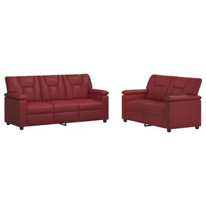 vidaXL Zestaw Sof 2 pcs Czerwone wino Ekosk&oacute;ra