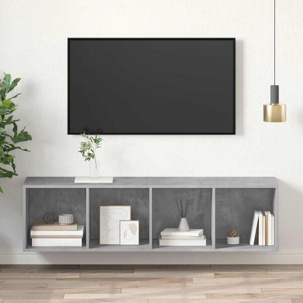 vidaXL Wisząca szafka TV, szarość betonu, 37x37x142,5 cm