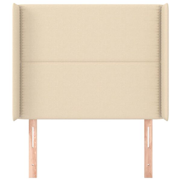 vidaXL Zagł&oacute;wek uszak, kremowy, 103x16x118/128 cm, tkanina