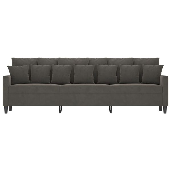 vidaXL Sofa 3-osobowa, ciemnoszara, 210 cm, obita aksamitem