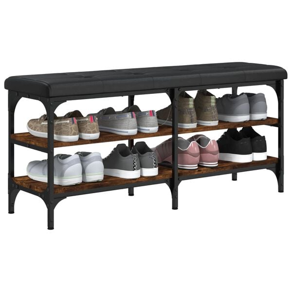 vidaXL Ławka na buty, przydymiony dąb, 102x32x47 cm