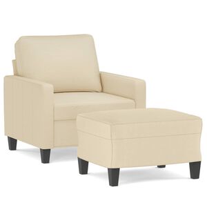 vidaXL Fotel z podn&oacute;żkiem, kremowy, 60 cm, obity tkaniną