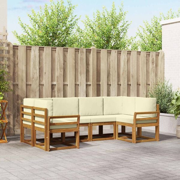 vidaXL Zestaw sof na zewnątrz z poduszką 6 pcs Naturalny i Kremowy