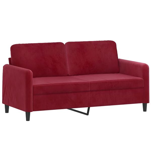 vidaXL 2-osobowa sofa z poduszkami, bordowa, 140 cm, aksamit