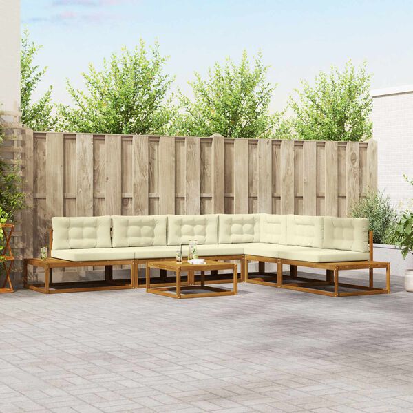 vidaXL Zestaw sof na zewnątrz 7 Sztuka Naturalny i Kremowy