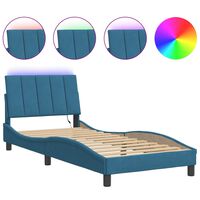 vidaXL Rama łóżka z oświetleniem LED, niebieska, 80x200 cm, aksamit