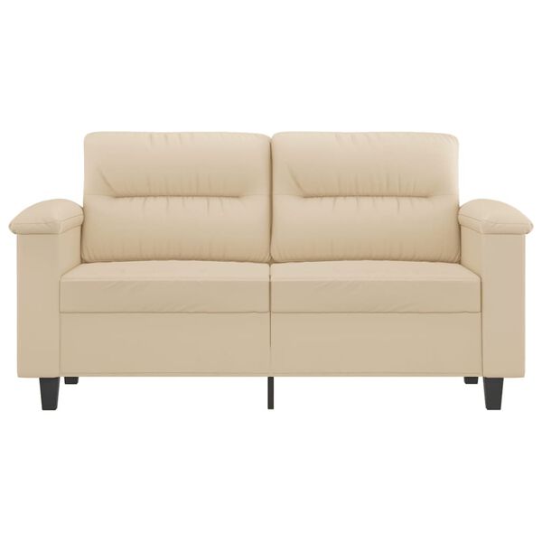 vidaXL 2-osobowa sofa, kremowa, 120 cm, tapicerowana mikrofibrą