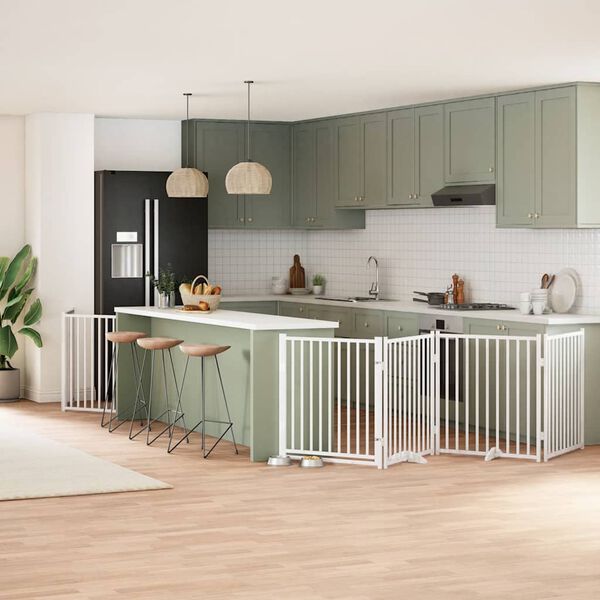 vidaXL Składana bramka dla psa, z drzwiami, 10 paneli, biała, 800 cm