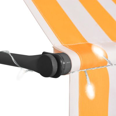 vidaXL Ręcznie zwijana markiza z LED, 100 cm, biało-pomarańczowa