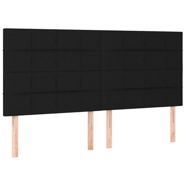 vidaXL Zagł&oacute;wek do ł&oacute;żka z LED, czarny, 160x5x118/128 cm, tkanina
