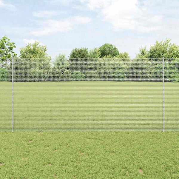 vidaXL Ogrodzenie z słupkiem Srebrny 1,2 x 10 m Stal
