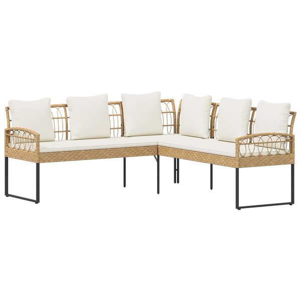 vidaXL Zestaw sof ogrodowych z poduszką 2 pcs Naturalny Stal