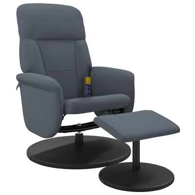 vidaXL Rozkładany fotel masujący z podnóżkiem, ciemnoszary, aksamit