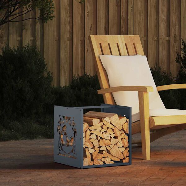 vidaXL Stojak na drewno opałowe antracyt Stal walcowana na zimno