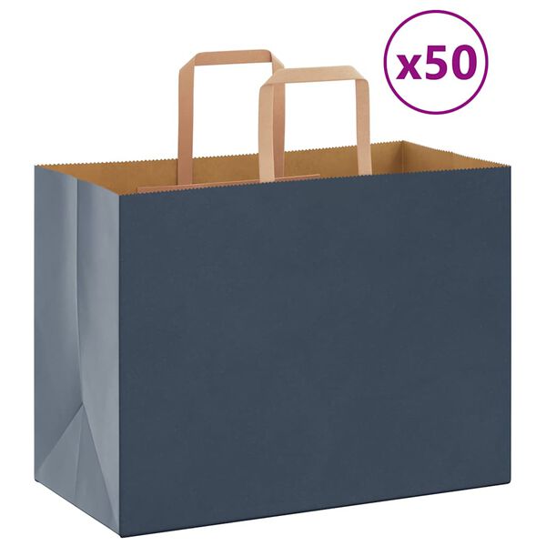 vidaXL Torby papierowe 50 szt. z uchwytami Niebieskie 32x17x25 cm