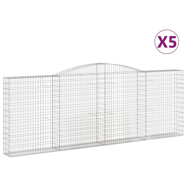 vidaXL Kosze gabionowe, 5 szt, 400x30x140/160 cm, galwanizowane żelazo