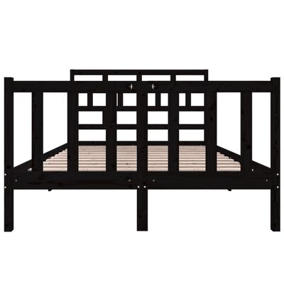 vidaXL Rama łóżka, czarna, lite drewno sosnowe, 140 x 190 cm
