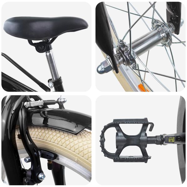 vidaXL Rower Dziecięcy 24 Cali dla dzieci w wieku 8-12 lat Czarny