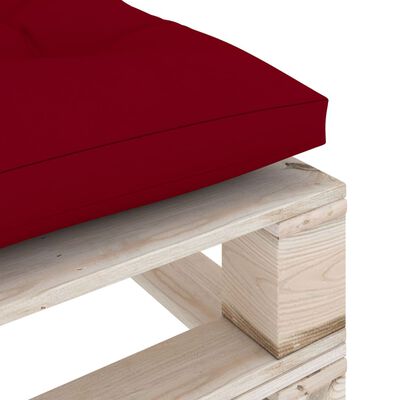 vidaXL Ogrodowy stołek z palet z bordową poduszką, drewno sosnowe