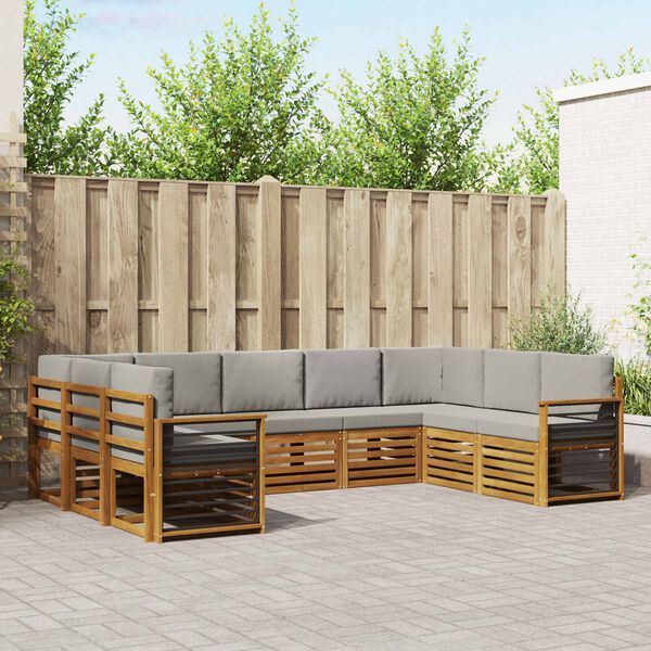 vidaXL Zestaw sofy narożnej z poduszką 9 pcs Naturalny i Jasny Szary