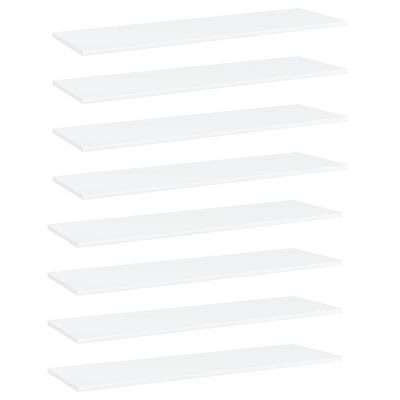 vidaXL Półki na książki, 8 szt., białe, 100x30x1,5 cm, płyta wiórowa