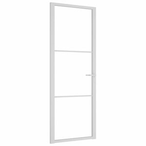 vidaXL Drzwi wewnętrzne, 76x201,5 cm, białe, szkło ESG i aluminium