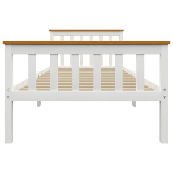 vidaXL Rama ł&oacute;żka z 2 szufladami, biała, drewno sosnowe, 90 x 200 cm