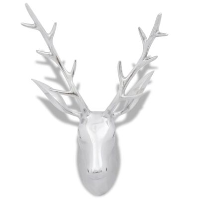vidaXL Ozdobna głowa jelenia, dekoracja z aluminium, srebrna, 62 cm