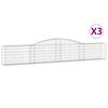 vidaXL Kosze gabionowe, 3 szt, 400x30x60/80 cm, galwanizowane żelazo
