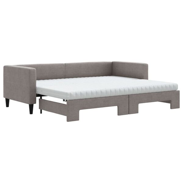 vidaXL Sofa rozsuwana z materacami, kolor taupe, 80x200 cm, tkanina